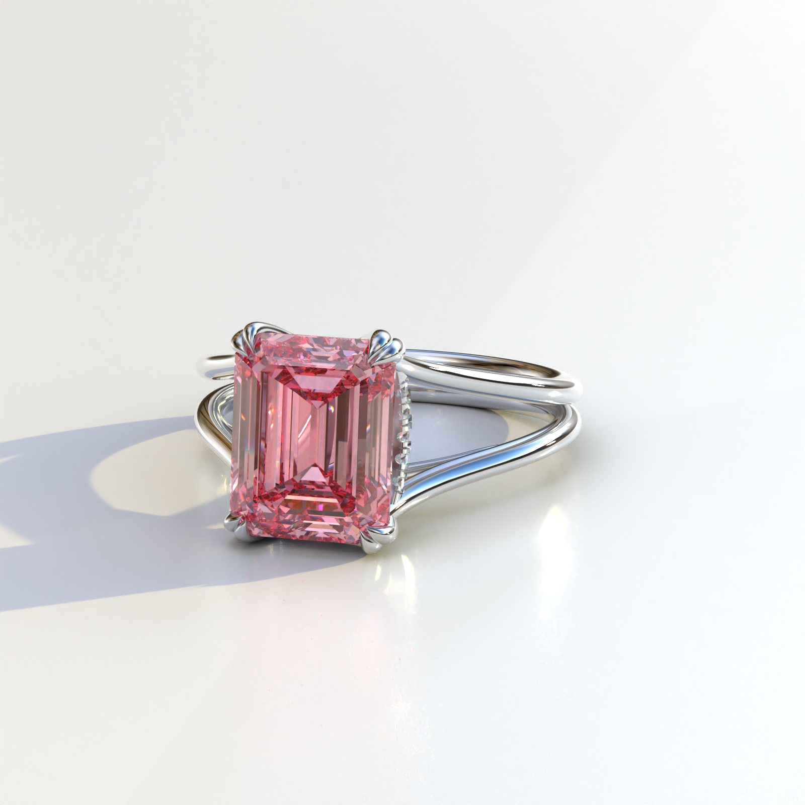 Mohana Jewels - Luxury – Anel de noivado por atacado – Anel de Noivado com Diamante Cultivado em Laboratório Rosa Intenso Fancy Corte Esmeralda - Tesira2