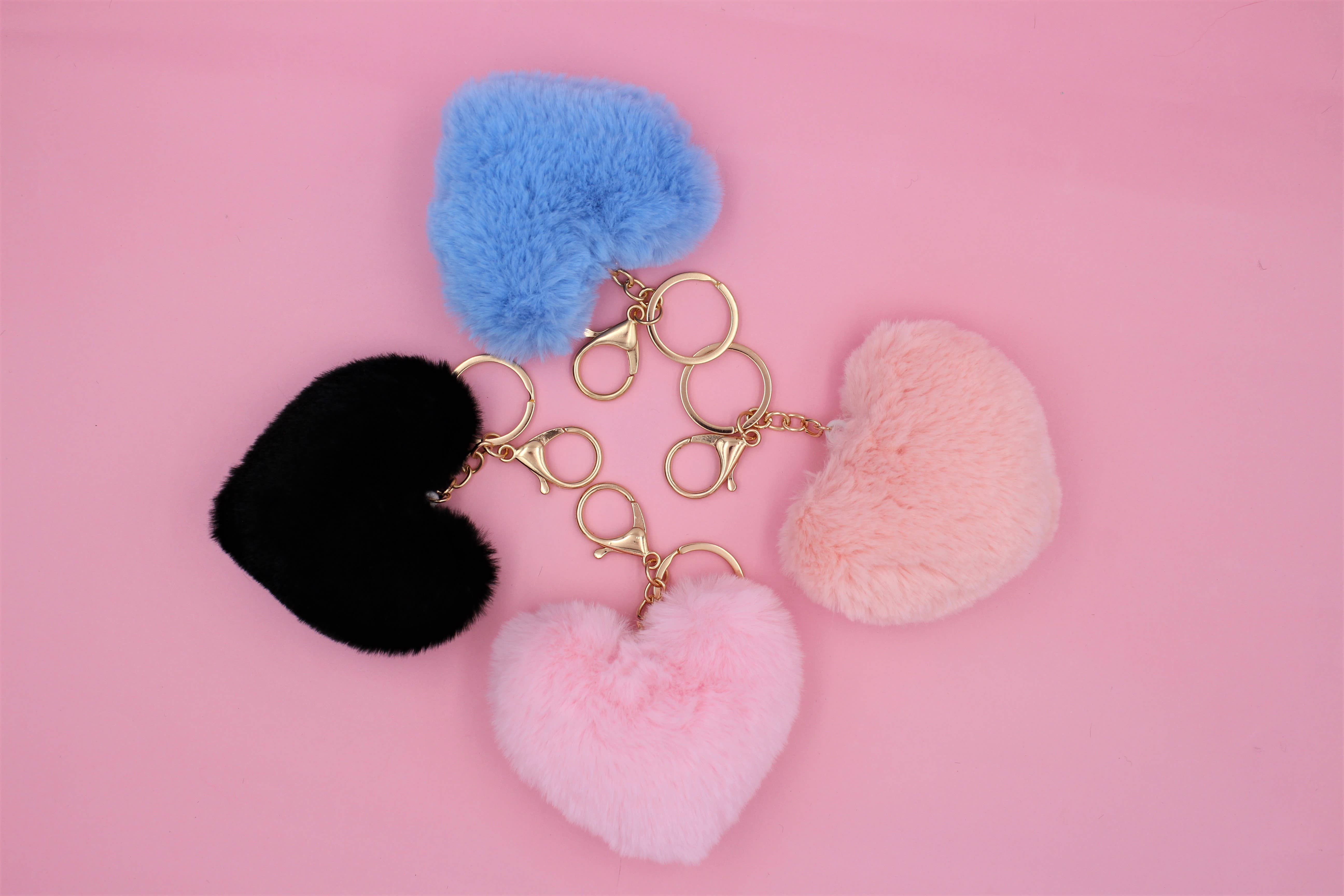 Real Sic – wholesale Keychain – Unisex – Pom Pom Fuzzy  Heart Key Chain for girl's bag and purse13
