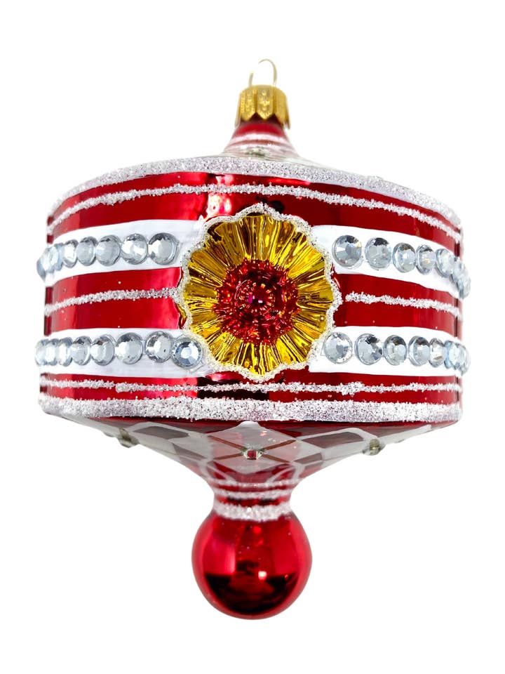 Roter Harlekin-Reflektor, polierter Glas-Weihnachtsschmuck (Co) für den Großhandel von Kenzies of London