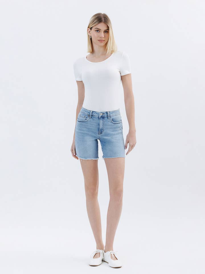 HIGH RISE RAW HEM MIDI SHORTS LV1726 for wholesale by Lovervet by VERVET