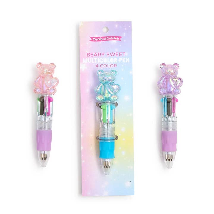 24 Pc 4 Color Mini Gummy Bear Pen on Gift Card Unit for wholesale by Cupcakes & Cartwheels by Two's Company