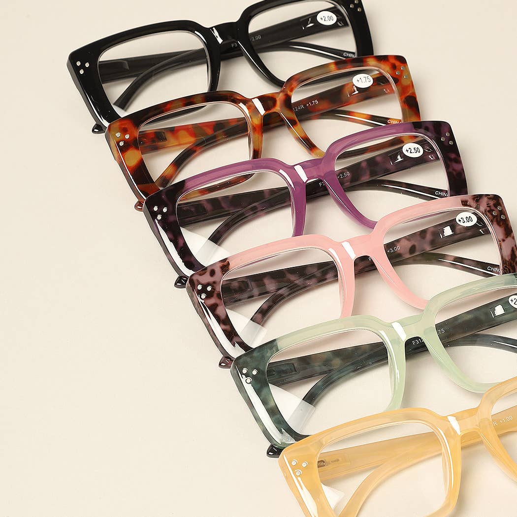  ASSORTED COLOR Women's Tortoise Rectangle Reading Glasses for wholesale on Faire4