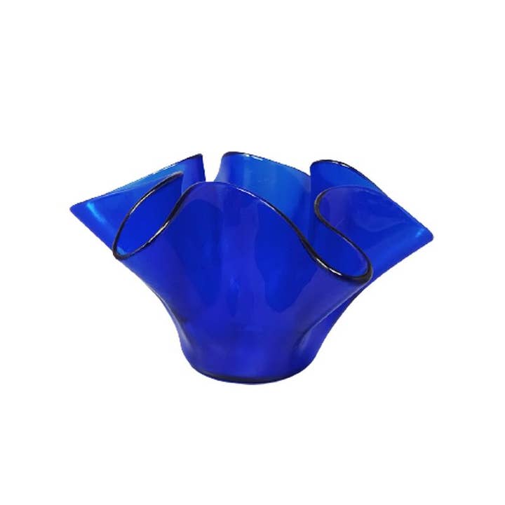 1970s Blue Vase "Fazzoletto" by Dogi in Murano Glass. Made i for wholesale by MadInteriorArt