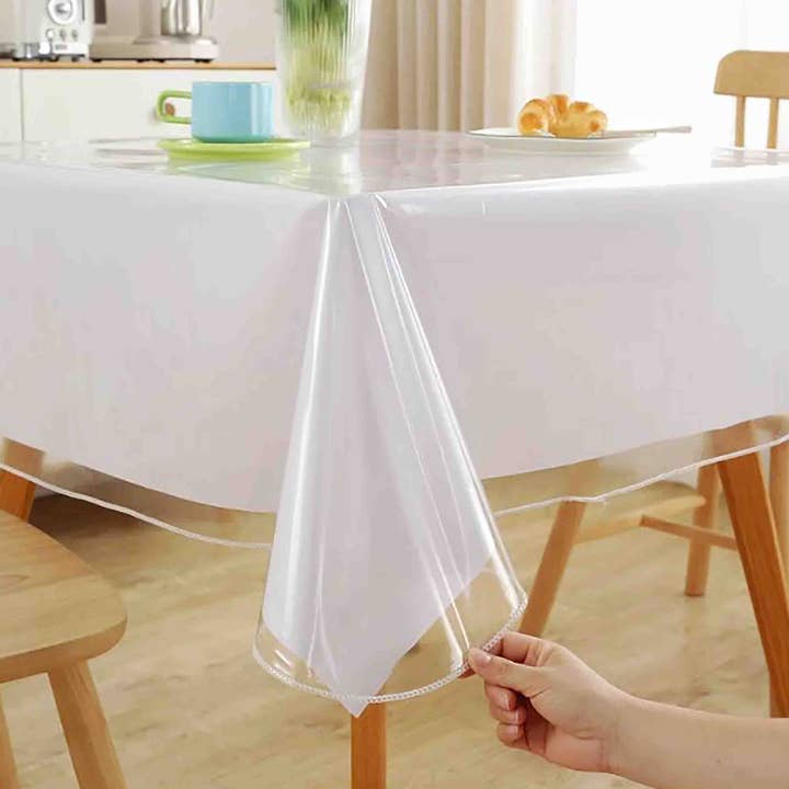home mart goods - Wholesale Tafelkleed - Tafelkleed van vinyl met doorzichtige gestikte rand, beschermend tafelkleed