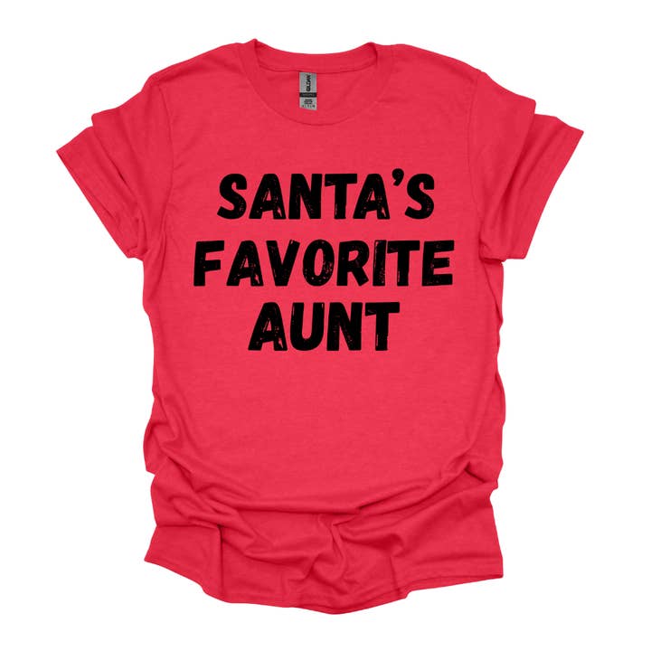 Santa's Favorite Aunt Funny Christmas Tee for wholesale by Simply Spoken Apparel