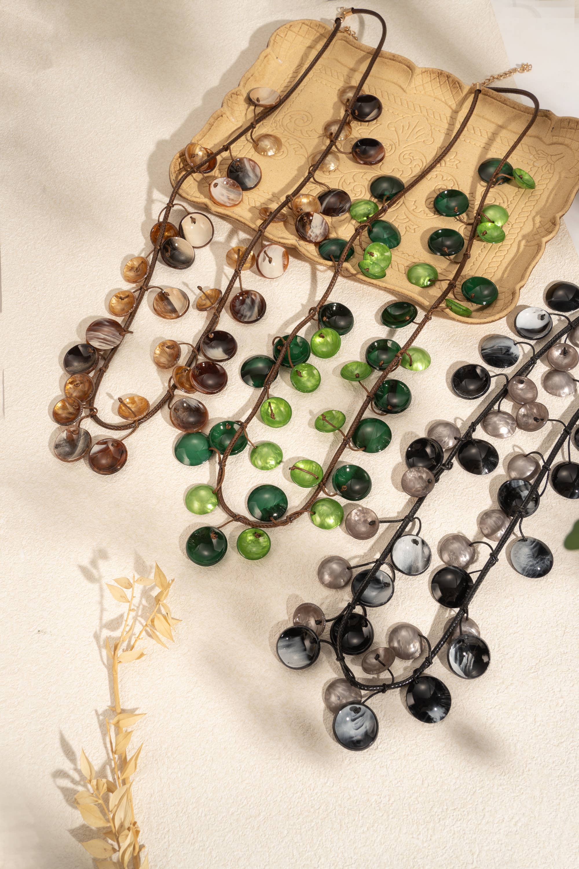 COSMOS - Wholesale Beaded/Pearl Necklace - Bohemian Chic Natural Marbled Resin Necklace6