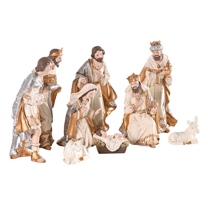 Dicksons - Wholesale Nativity Scene Decor - Nativity Family Wisemen Animal Gold7.75H4
