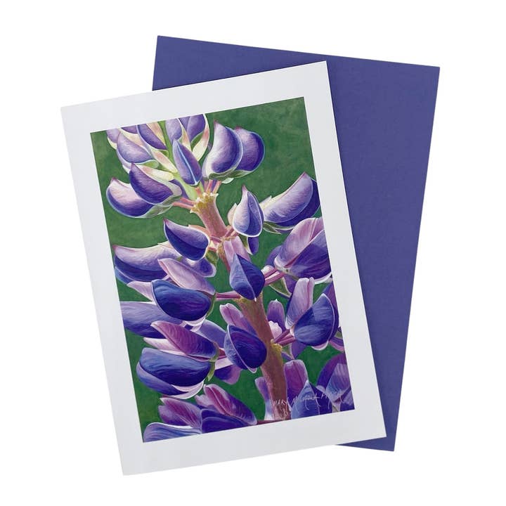 Carte de vœux vierge Lupinus « Perennis » pour la vente par Mary Michola Fibich Fine and Fiber Art