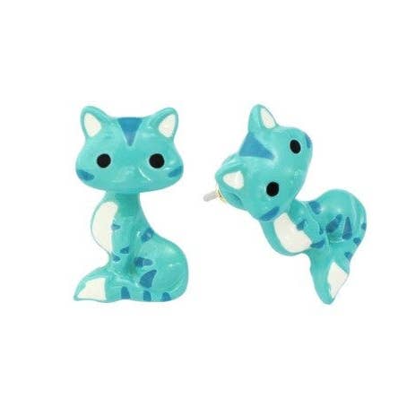 Pendientes hechos a mano con forma de gato esmaltado con aguja de plata S925 para venta al por mayor de Exsito