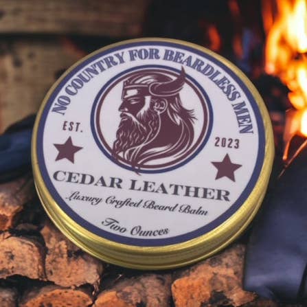 Cedar Leather Beard Balm (Two Ounces) for wholesale by No Country for Beardless Men