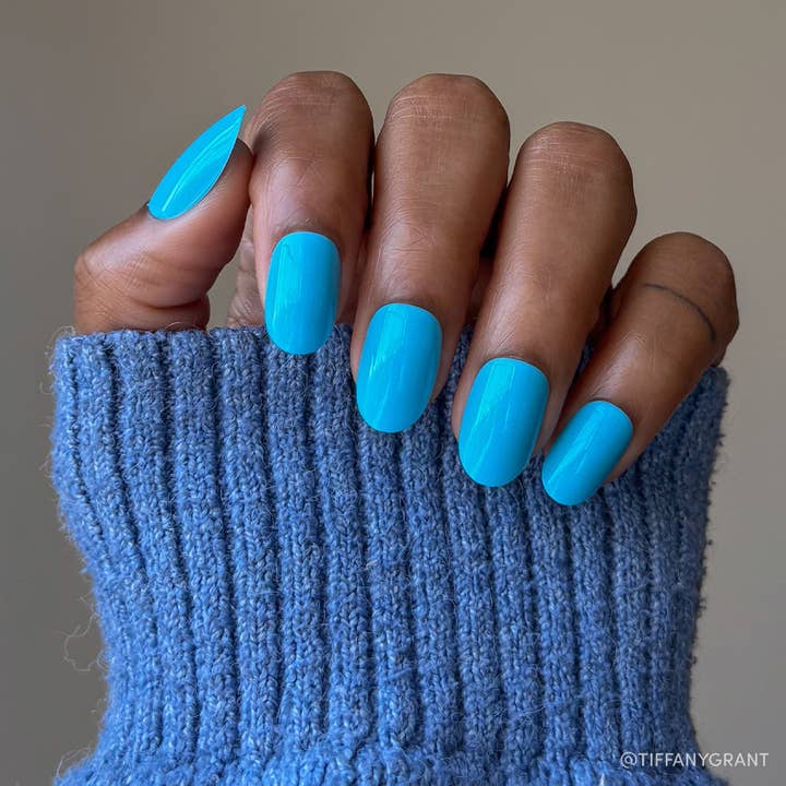 Glamnetic - Wholesale Press-On/Fake Nails - Azure Blue Press-On Nails | Short Round Length | Solid Nails