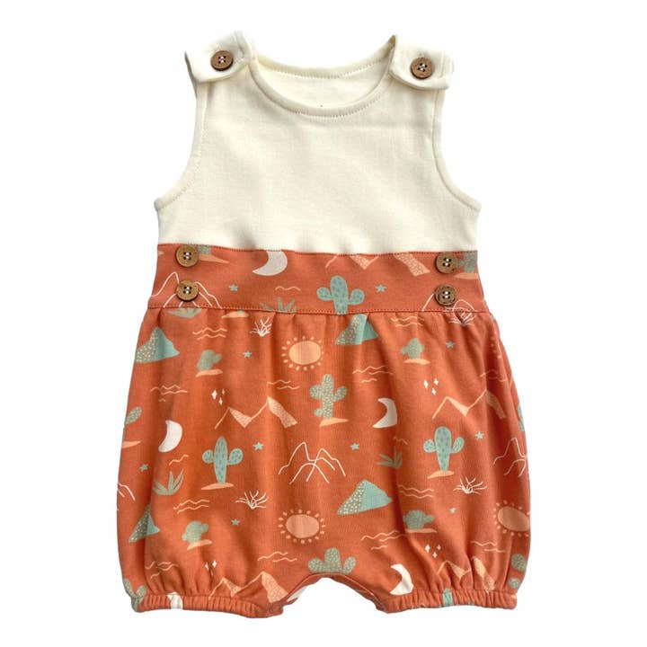 Organic Cotton Bubble Romper - Desert for wholesale by Cat & Dogma