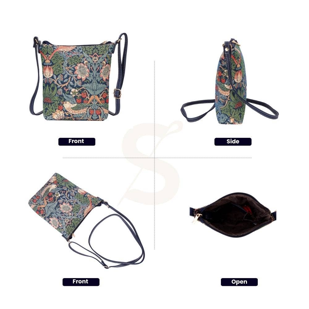 SignareArt - Wholesale Crossbody Bag - Women's - SLING-STBL | WILLIAM MORRIS STRAWBERRY THIEF BLUE SLING BAG PURSE CROSSBODY1