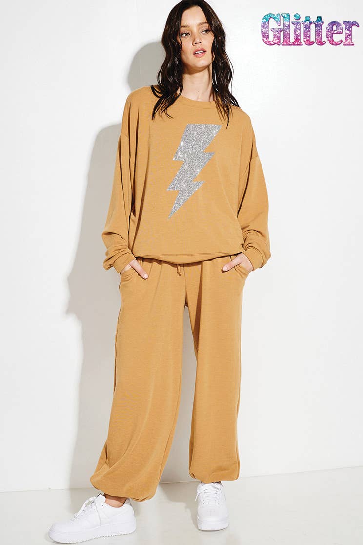 Phil Love - Vente Ensemble de vêtements d'intérieur – femme - Ensemble sweat-shirt en tissu éponge à paillettes2