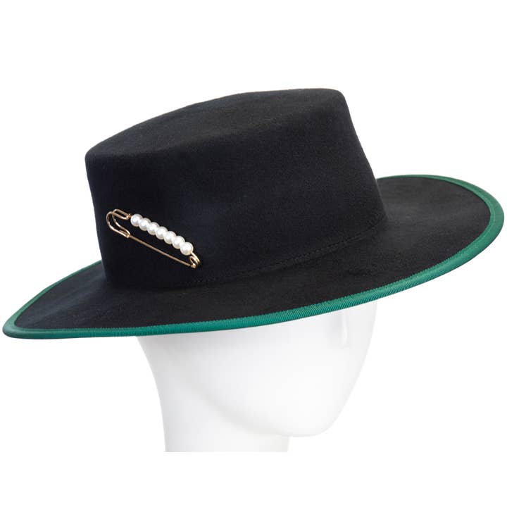 KIERA Wol Herfst Dames Boater Hoed met Parel Detail voor wholesale door Giovannio