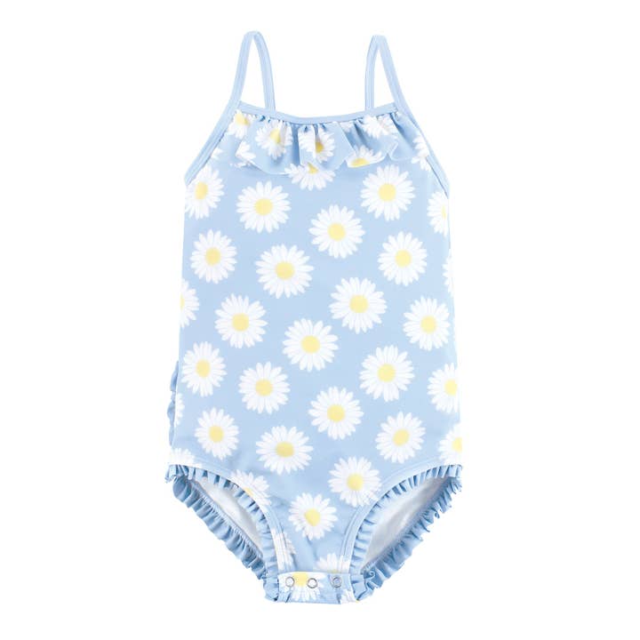 Hudson Baby Swimsuit, Blue Daisy for wholesale by BabyVision