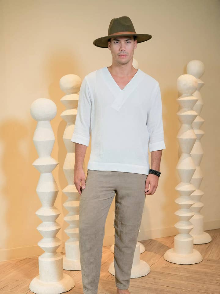 GABRIEL PANTS STONE GREY for wholesale by Aanoukis Swimwear