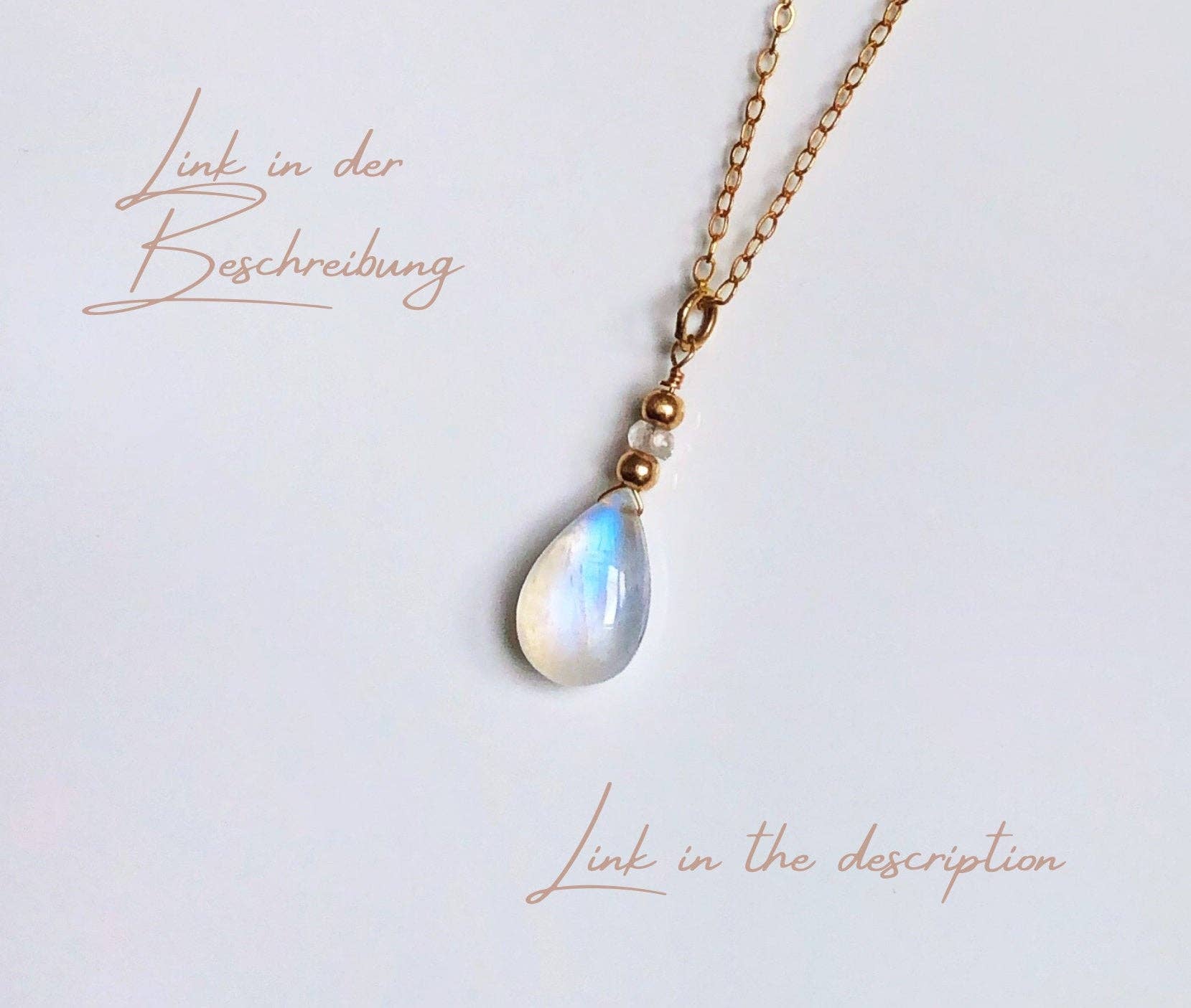 SEQAY - Wholesale Pendant/Charm Necklace - Moonstone drop chain, rainbow moonstone necklace, short gold chain with moonstone, layering look1