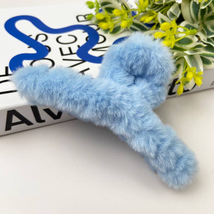 TheDivaSoap – Großhandel Haarclip – Damen – Einfarbige Haarspange aus Plüsch Herbst-Winter3