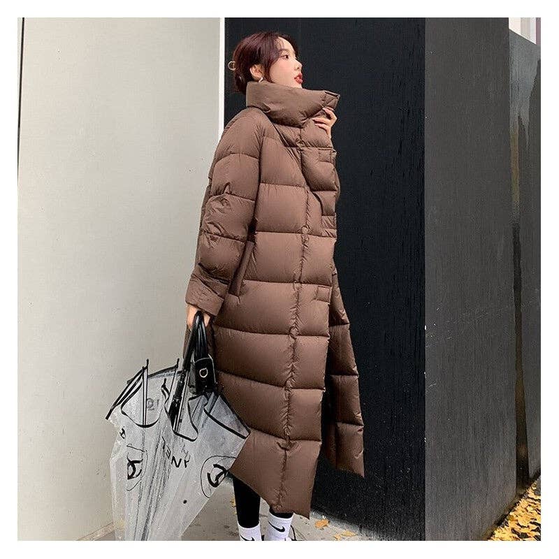 OceanusSwim – wholesale Puffer jacket – Women’s – Thick Loose-Fit Mid-Length Down Cotton Coat4