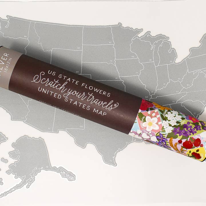 Suade – Engroshandel Kort – Skrab dine rejser officielle statslige blomster USA kort - Sølv1