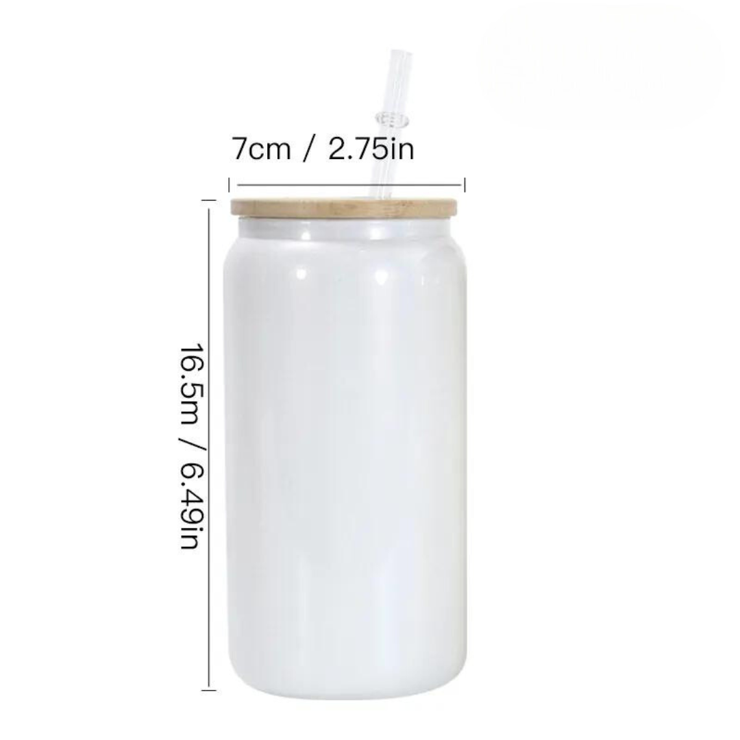 One Stop Cups - Vente Verre/tasse - Gobelet en verre à paille sublimateur scintillant de 470 ml avec couvercle en bambou4