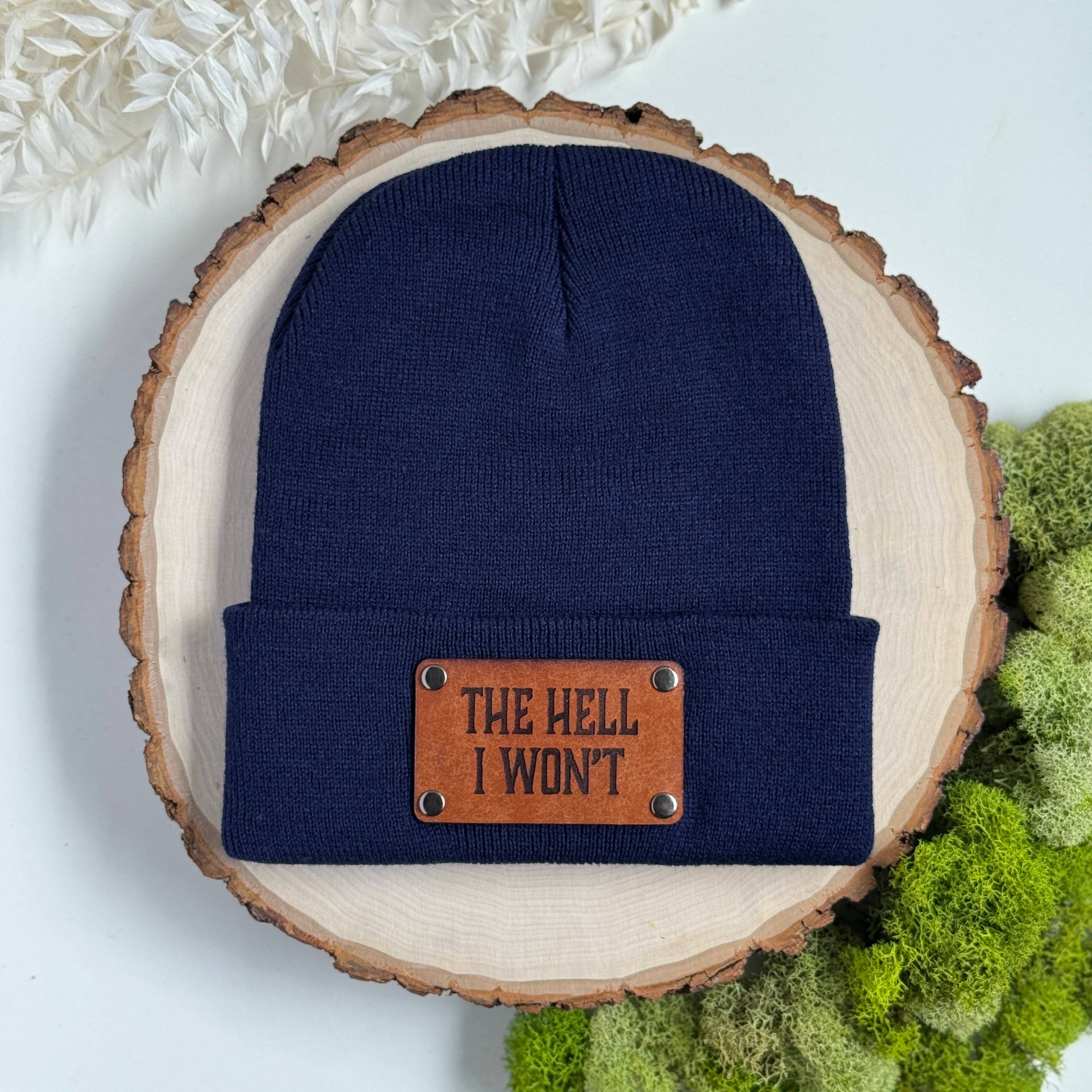 The Lonely Pine - Wholesale Beanie - Unisex - The Hell I Won't beanie with snap on/off leather patch7