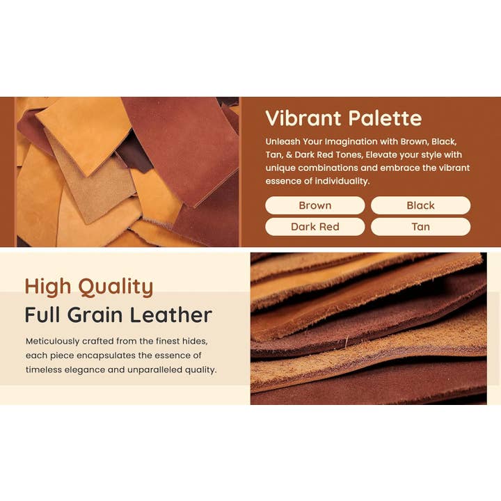 Tuzech Leather - Wholesale Craft supplies - TUZECH Leather Scrap - Large Pieces of Full Grain Leather Cowhide Remnants Bag - Design & Make Crafts - Mixed Colors8