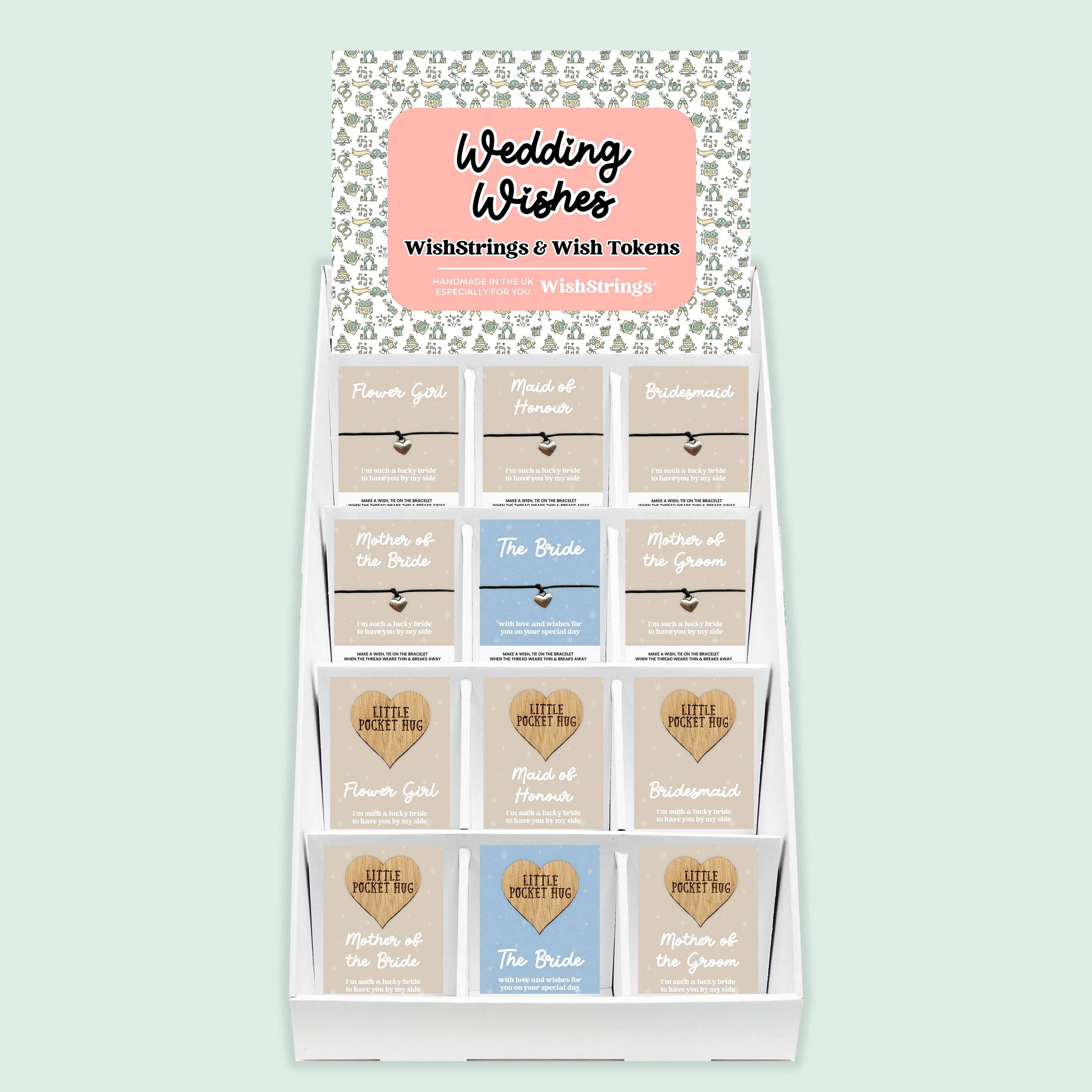 WishStrings – wholesale Retailer display – Jewellery – Wedding Wishes, WishStrings & Pocket Hugs - Pre-filled Counter Display Stand0