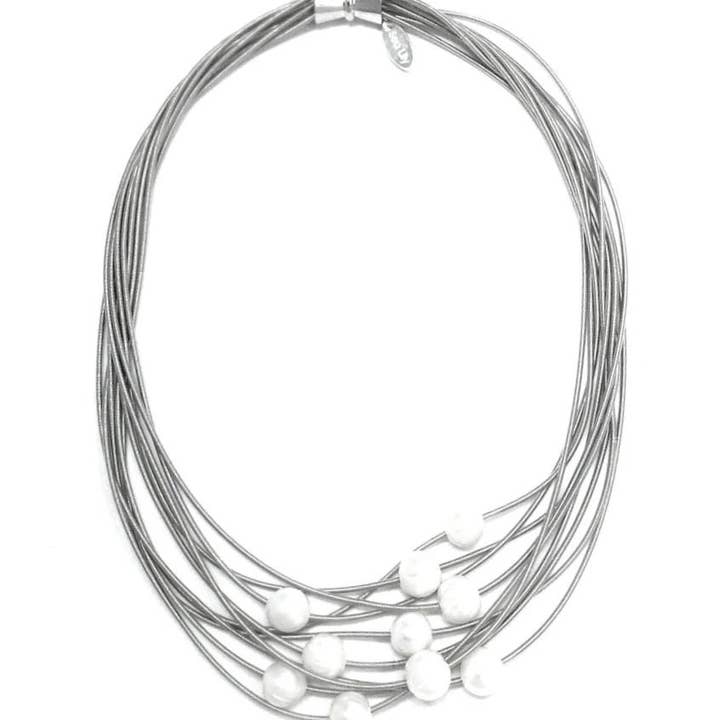 Sea Lily - Vendita all'ingrosso Girocollo/collier - 538 - Argento 10 Strati PW N con Perle FW Bianche0