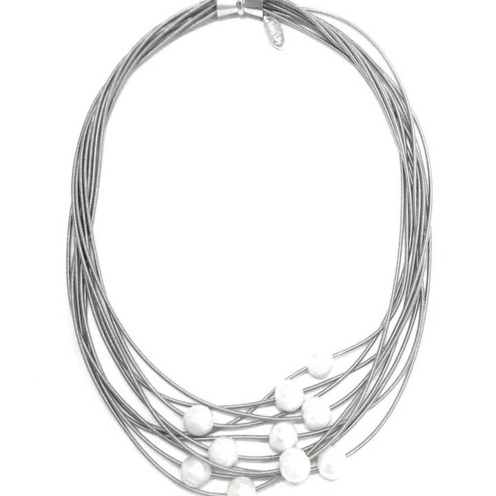 538 - Silver 10 Layer PW N with White FW Pearls for wholesale by Sea Lily