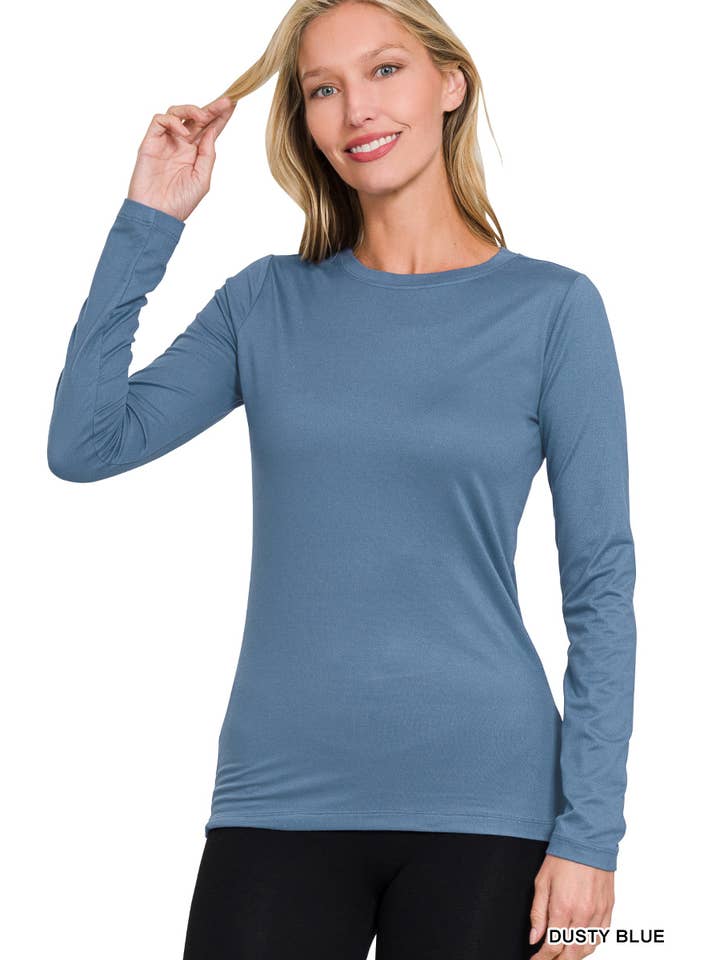 42POPS - Wholesale Knit Top - Women's - Brushed Microfiber Long Sleeve Round Neck Tee4