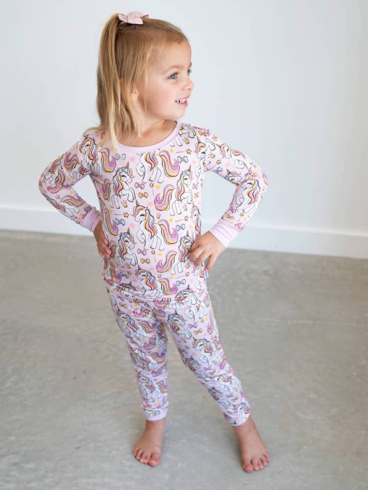 Pink Unicorn Bamboo Pajama 🦄 (KIDS CHOICE🔥) | Two-Piece PJ for wholesale by Boosh Baby