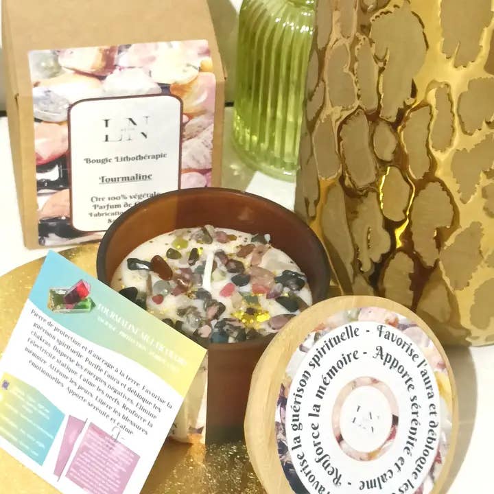 Bougie Lithothérapie Tourmaline pour la vente par LNDECO