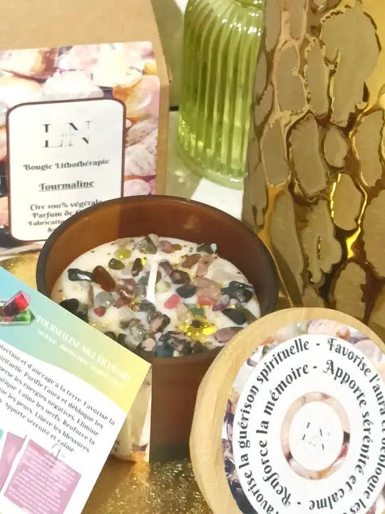 Bougie Lithothérapie Tourmaline pour la vente par LNDECO