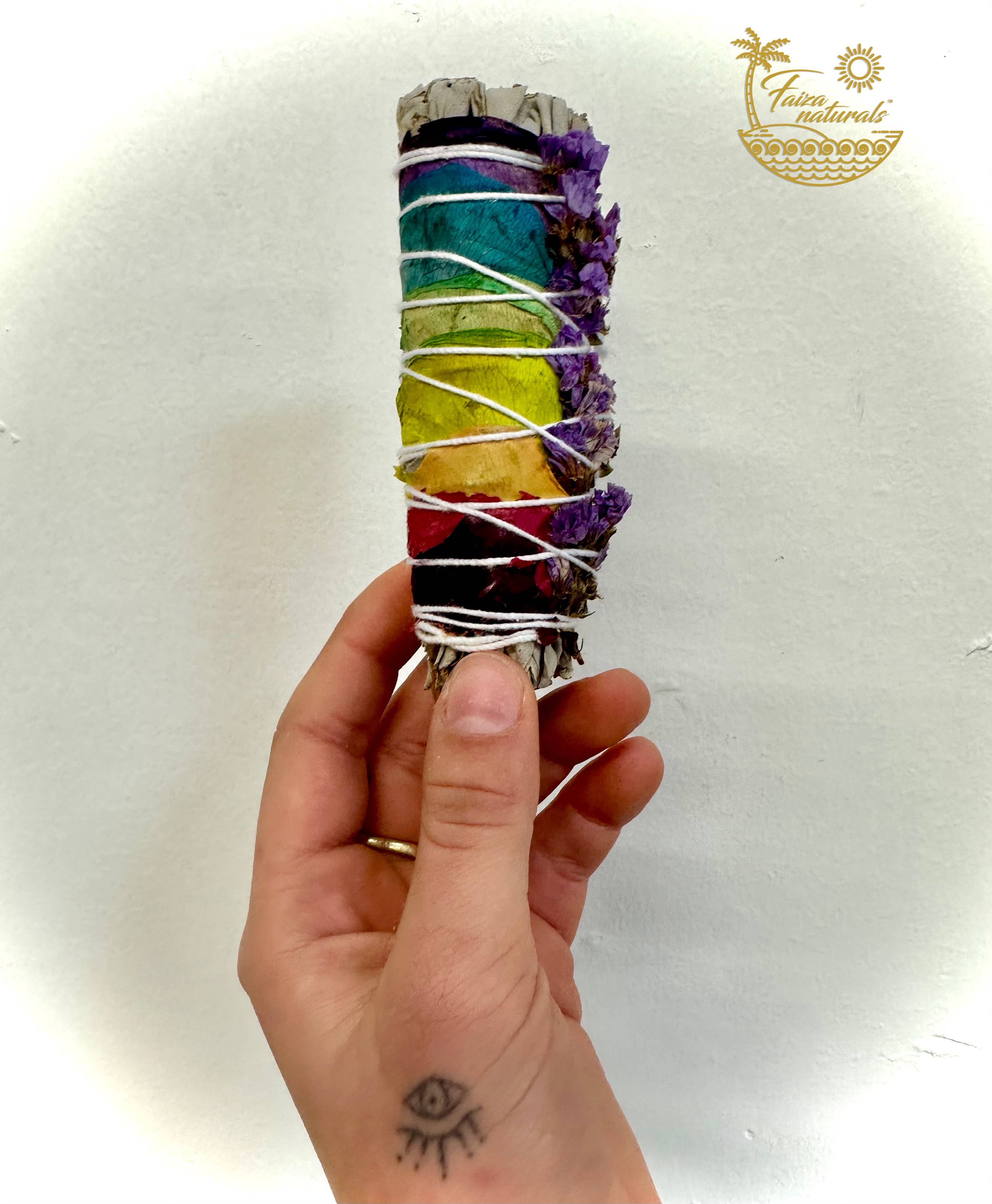 Faiza Naturals - Wholesale Sage Bundle - 7 Chakra Rose with Purple Sinuata White Sage4