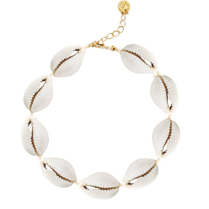 Tobillera de concha natural en cordón de colores para venta al por mayor de Adriana Pappas Designs