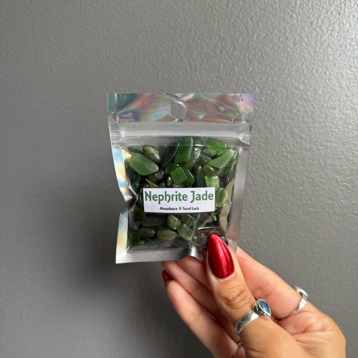 Nephrite Jade Crystal Chip Bags for wholesale by Sapphire & Sage
