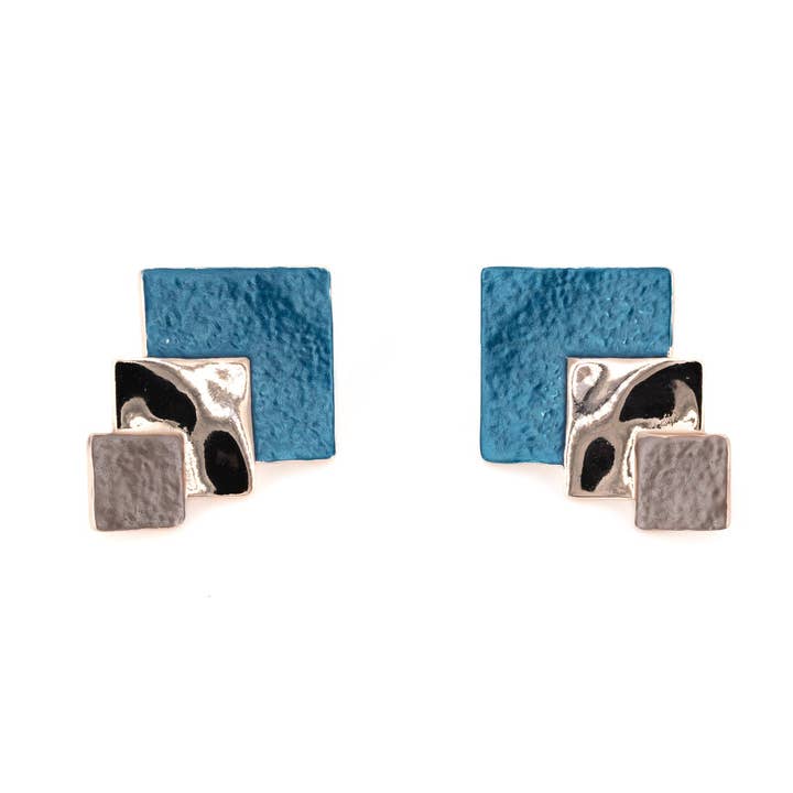 Lobe earrings three squares for wholesale by KLK