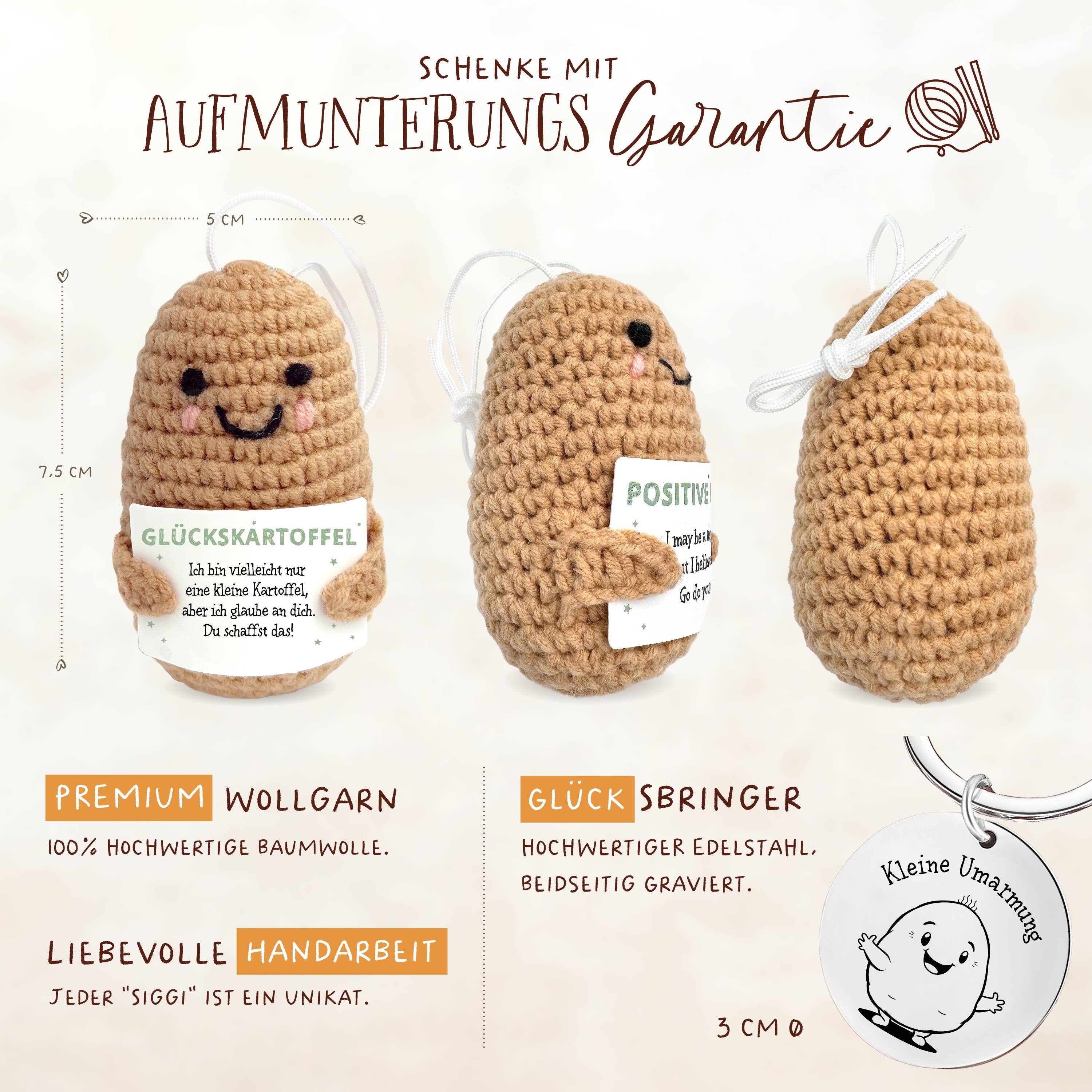 LOViLEE – wholesale Encouragement card – Positive Potato Günni | Lucky Charm Set | No. HF-033