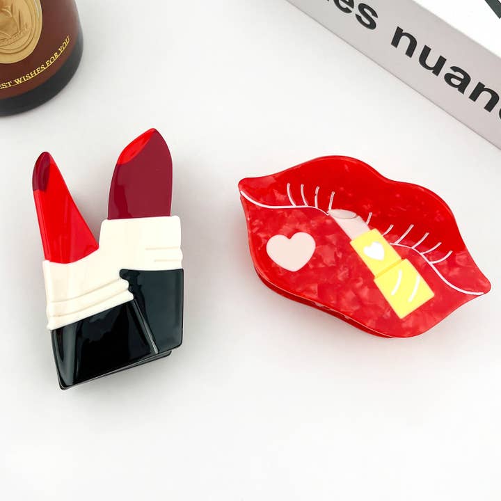 TheDivaSoap - Wholesale Hair Clip - Women's - Lip and Lipstick Acetate Hair Claw Clip, Date Day Hair Claw5