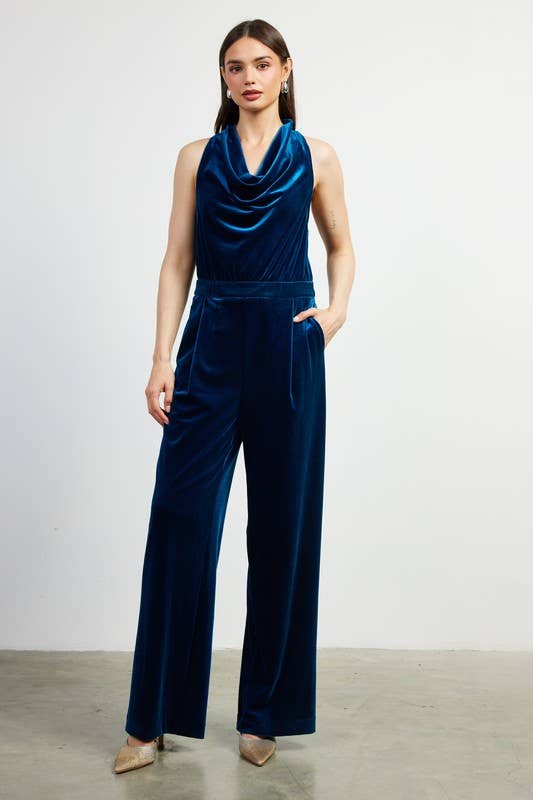 SKIES ARE BLUE - Wholesale Jumpsuit - Women's - Velvet Halter Jumpsuit
0