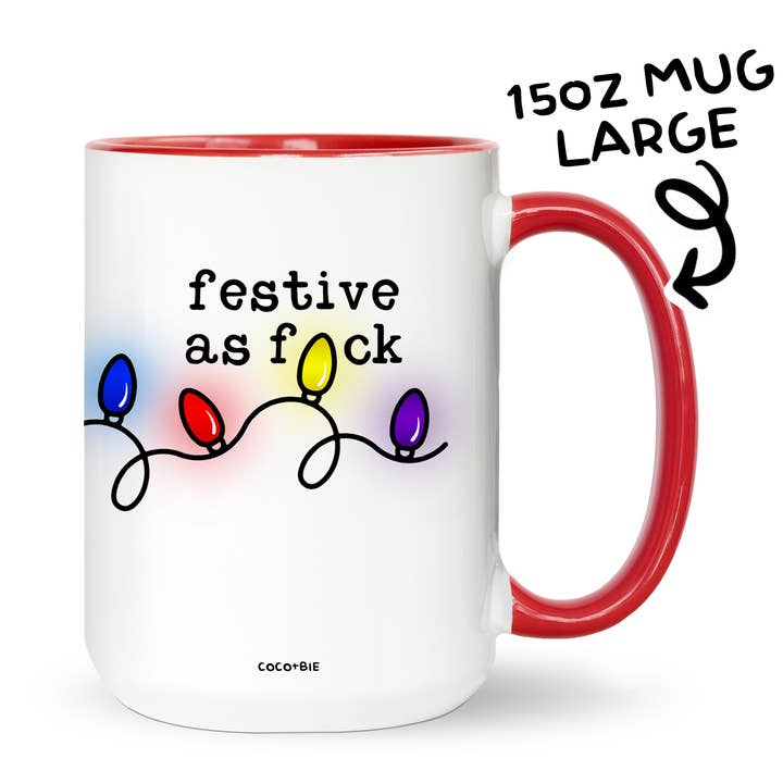 coco+bie designs - Wholesale Coffee Mug - Festive As F - Funny Christmas Lights Mug, Sassy