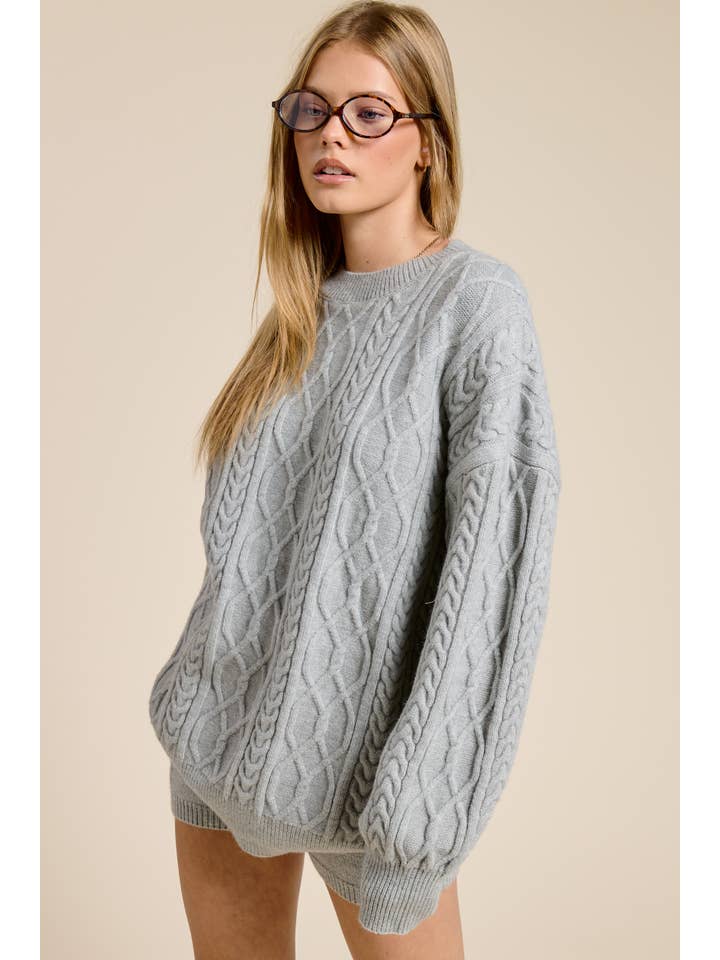 Mimosa - Wholesale Top & Short Set (NOT Loungewear) - Women's - Cable Knit Sweater and Shorts Set20