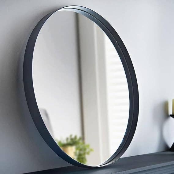 Round Black Deep Aluminium Frame Wall Mirror 40cm for wholesale by DEENZ