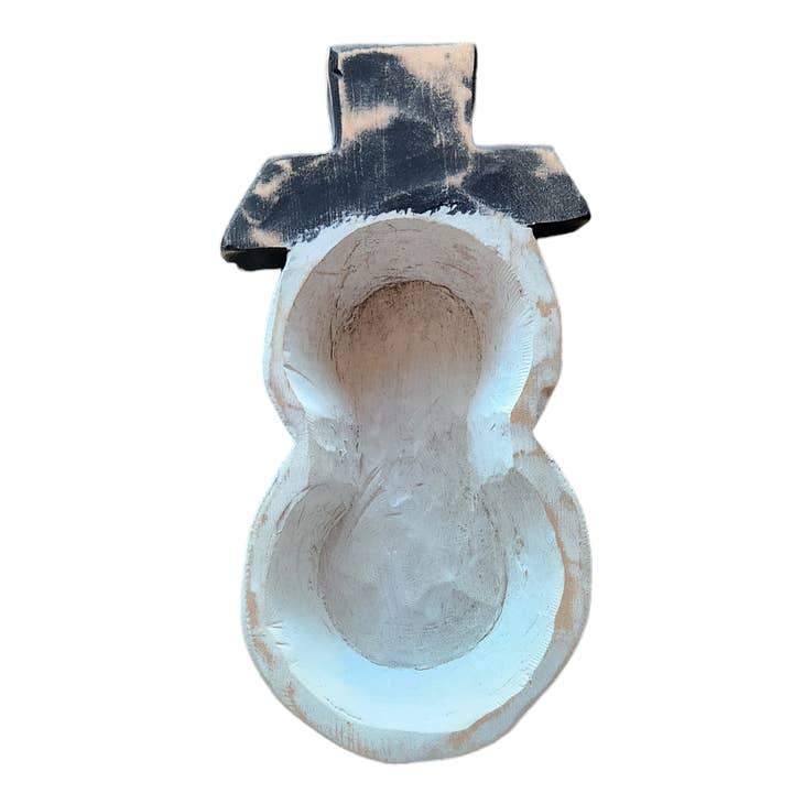 Luises Perez Imports LLC - Wholesale Decorative Plate/Dish/Bowl - White snowman with black hat1