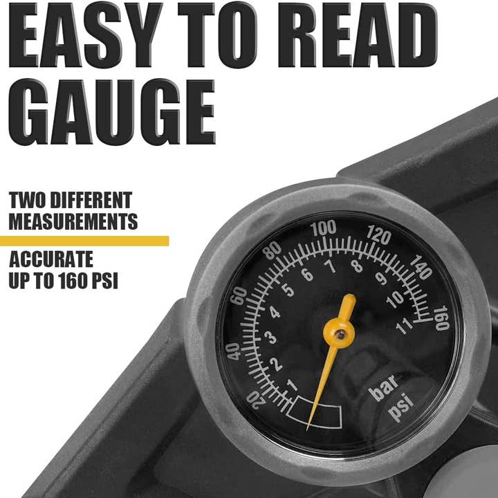 Infinite Basics - Venta al por mayor Accesorios de ciclismo - Bomba de suelo para bicicleta BV con cuerpo de acero, cabezal inteligente 17/24 pulgadas, 160 psi, válvula reversible automática Presta y Schrader2