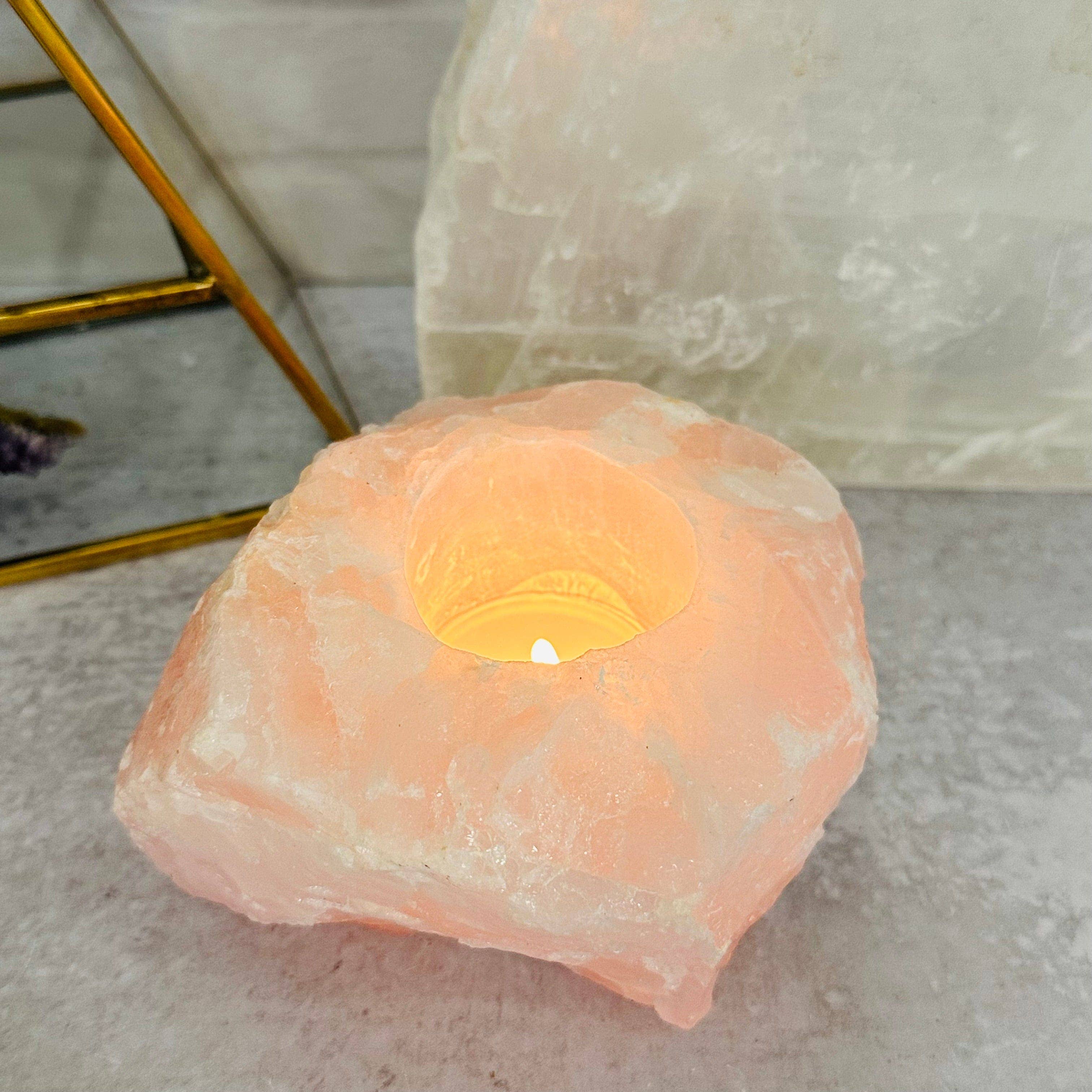 Rock Paradise - Wholesale Candle Holder - WHOLESALE Crystals - Case Pack BULK LOT - BUY THE BOX 🌸 20 Rose Quartz "B" Candle Holders - SAVINGS9