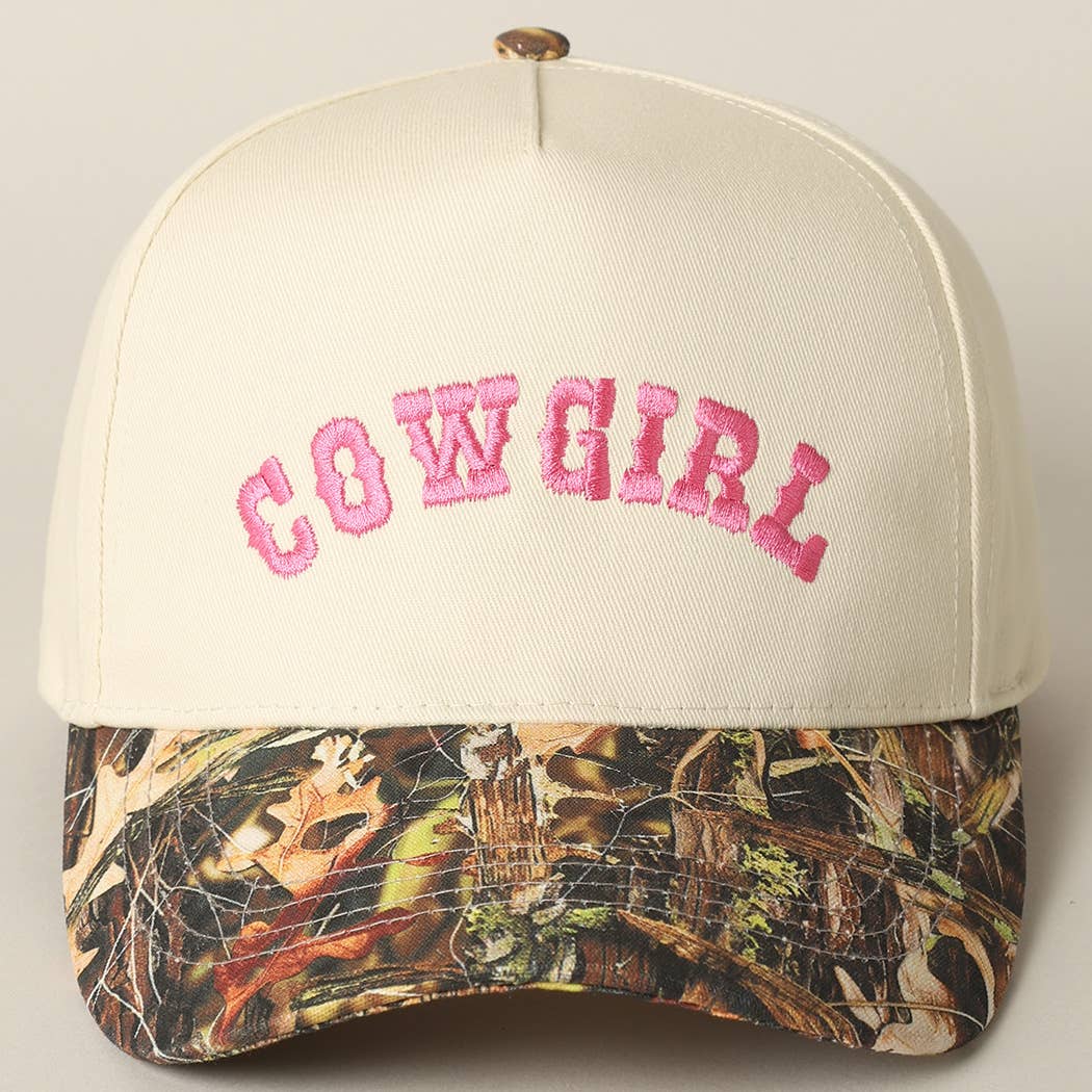 Fashion City - Wholesale Trucker Hat - Unisex - COWGIRL Lettering Embroidery Camo Two-Tone Cap17