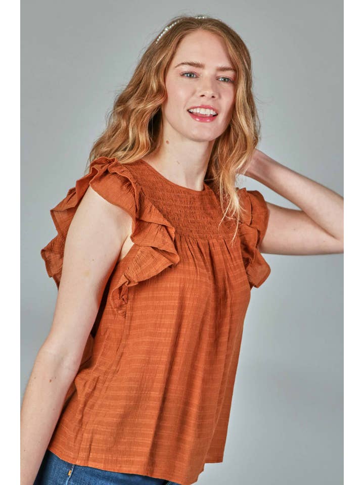 P.S Kate - Wholesale Blouse - Women's - Solid woven smocking top PLUS (P17912-PLUS)7